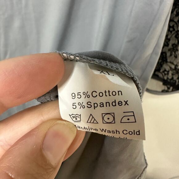 NEW! Gray and Black Lace Women's Nightgown Sleep Pajama Dress Sz XL Extra Large - Picture 5 of 6